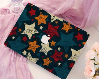 Punk Style Retro Star Cluster Book Mac Case; Protective Laptop Case Cover for Macbook Air 15/13; Pro 14/15/16 M4 2025; New Hardshell Case
