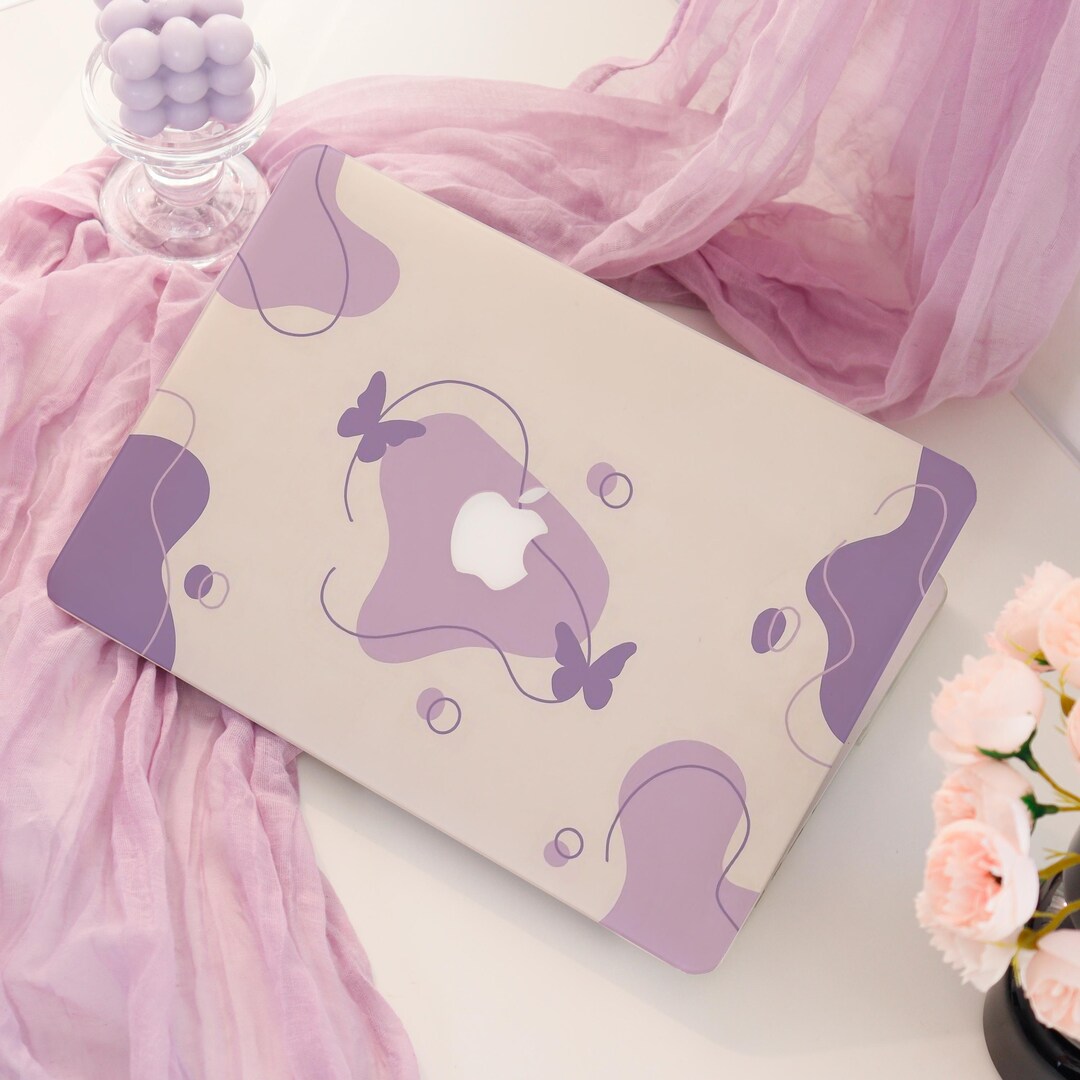 Violet Butterfly Abstract Fluid Mac Case; Protective Laptop Case Cover ...