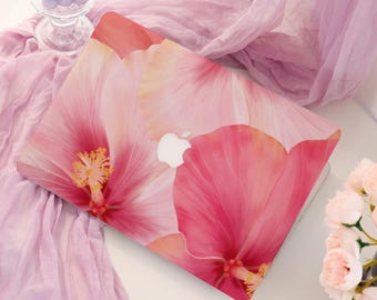 Red Pink Flowers Mac Case; Protective Laptop Case Cover for Macbook Air 15/13; Pro 14/15/16 A3401 2021 2022 M2 M4 2025; New Hardshell Case