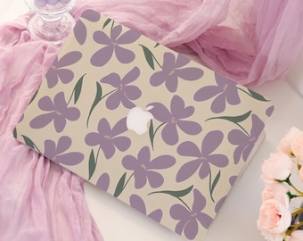 Light Purple Flowers Mac Case; Protective Laptop Case Cover for Macbook Air 15/13 Case; Pro 14/15/16 2024 M4 2025 Case; New Hardshell Case