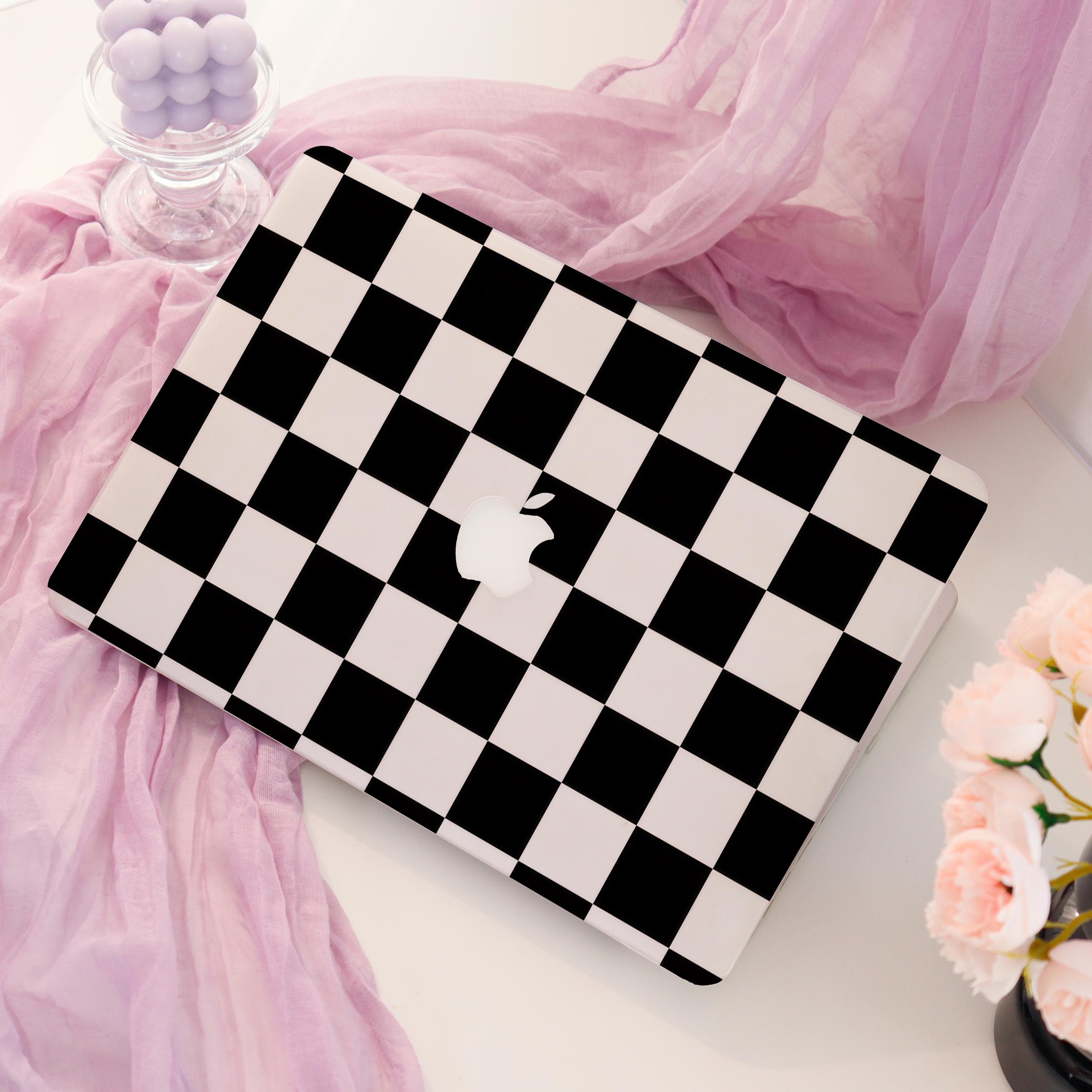 Black White Chessboard Mac Case; Protective Laptop Case Cover for Macbook Air 15/13; Pro 14/15/16 A3401 2021 2022 M4 2025;New Hardshell Case
