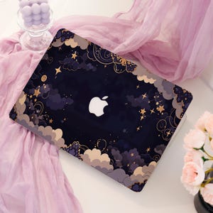 Midnight Cloud MacBook Case, Celestial Star Laptop Cover, Dreamy Night Sky MacBook Air Pro 15 16, Dark Whimsical Aesthetic A3401 2026 Case