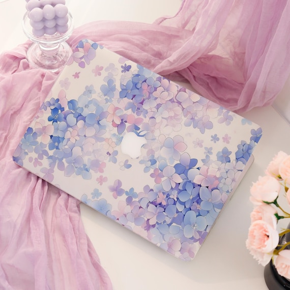Blue Purple Flowers Mac Case; Protective Laptop Case Cover for Macbook Air 15/13; Pro 14/15/16 A3401 2021 2022 M4 2025; New Hardshell Case