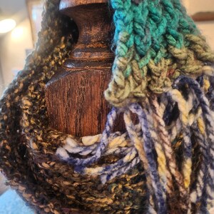 Handmade crocheted winter color scarf for woman