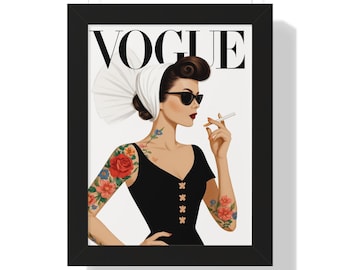 Alt Vogue Tattoos Framed Vertical Poster, Glam Wall Art Print, Alternative Fashion Decor, Tattoo Lover Gift, Vertical Frameable Poster