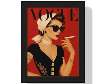 Alt Vogue Wall Art, Vintage Tattoo Chic Framed Vertical Poster -, Retro Print, Boho Home Decor, Unique Gift Idea