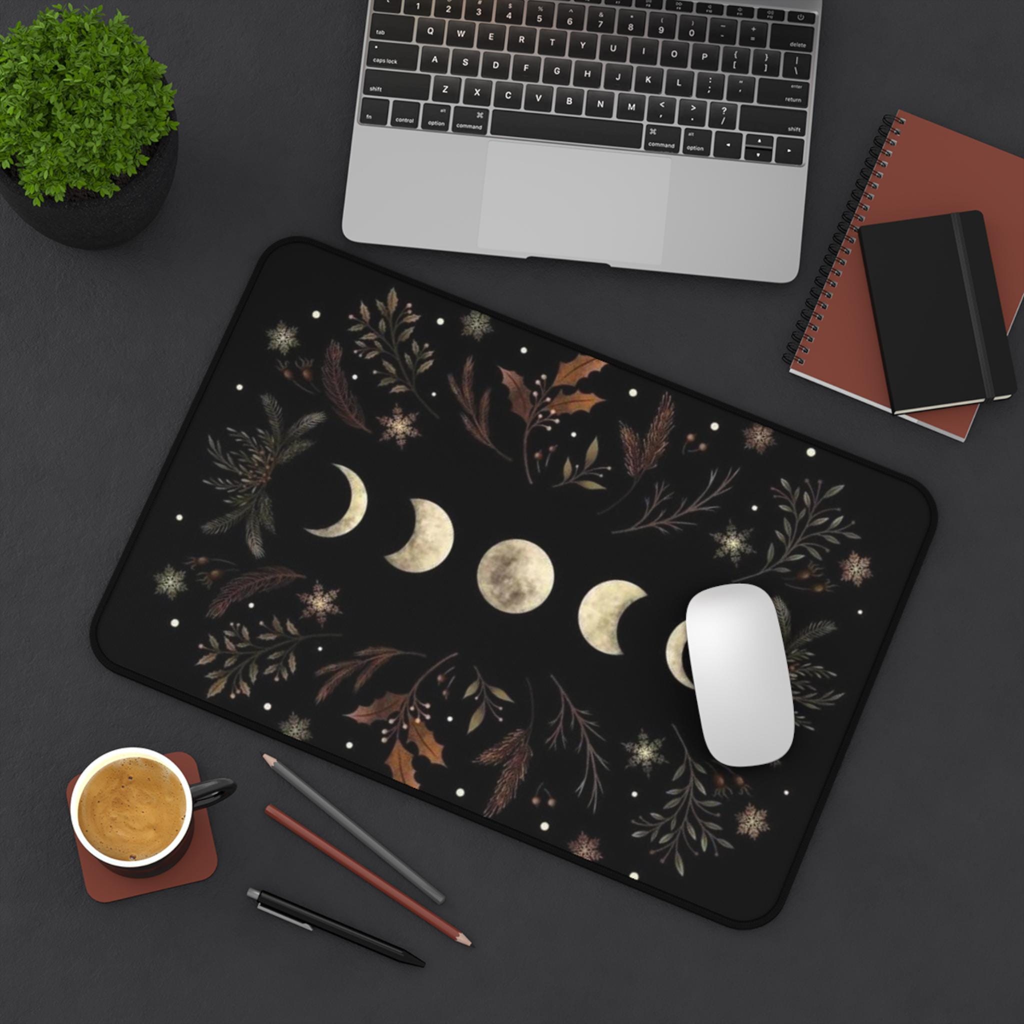 Mystical Moon Phases Desk Mat - Aesthetic Office Decor, Witchy Home Office Mat, Astrology Gift, Celestial Desk Pad, Lunar Phase Mat