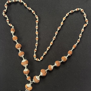 1 to 14 Mukhi Java Indonesian Rudraksha Siddha Mala in Silver Capping