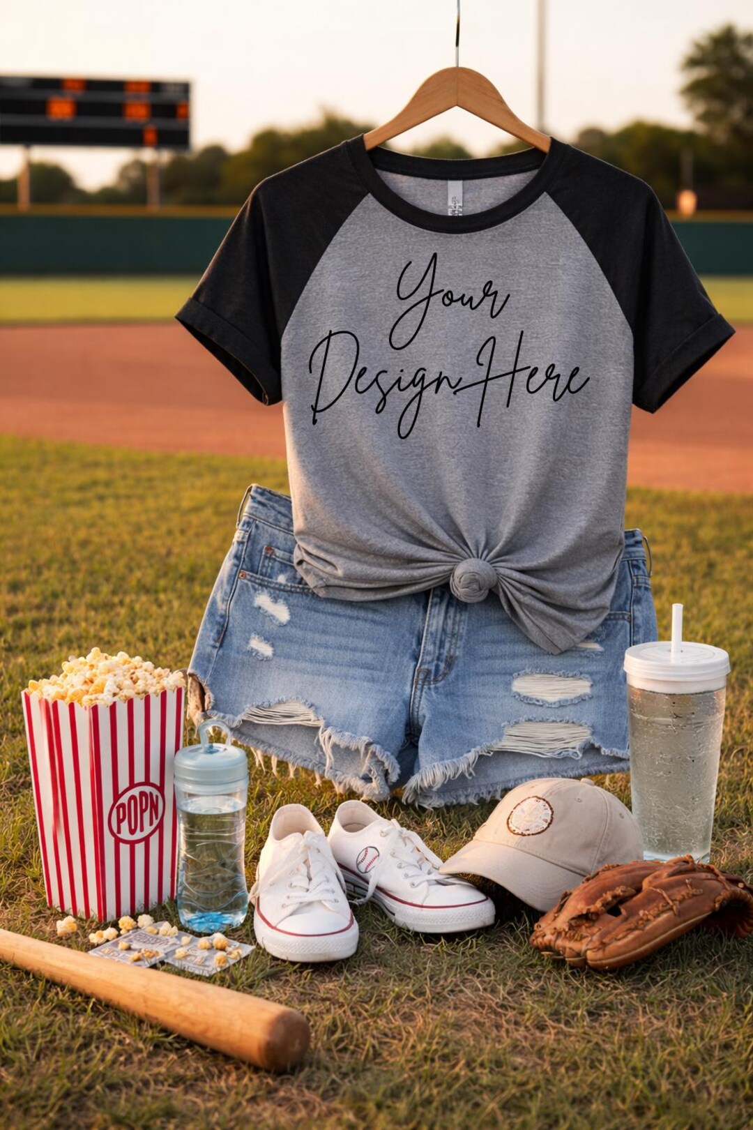 Baseball Raglan Tee Mockup | Game Day Outfit Flat Lay (JPG) - Etsy