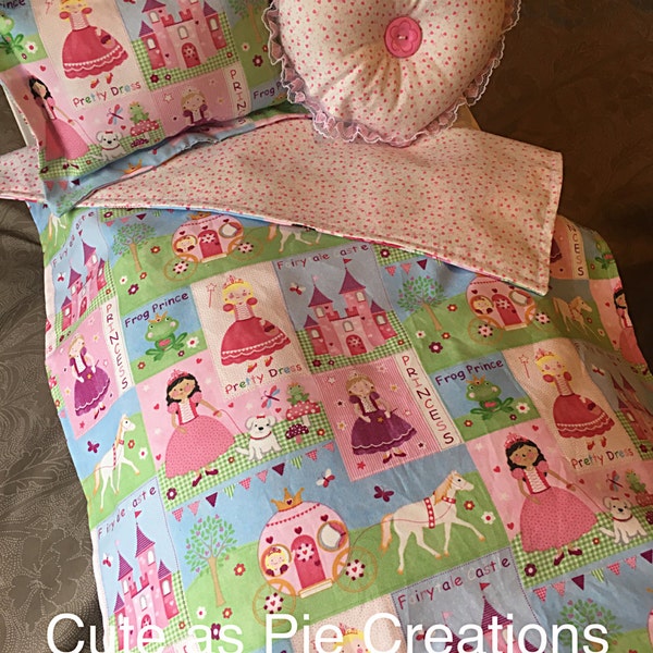 Handmade Princess bedding for your American Girl doll or any 18 inch doll