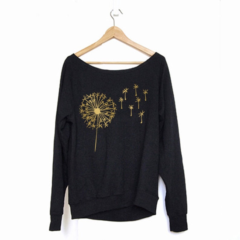 Off Shoulder Sweatshirt Gold Sweatshirt Dandelion Sweater Sweater Cozy Comfy Sweater Sweatshirt Sweatshirt Slouchy Sweatshirt Boho Sweater