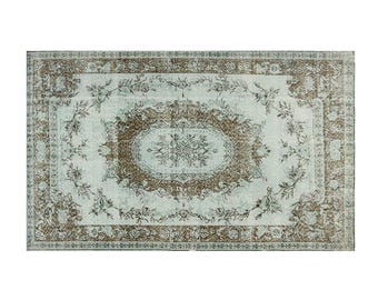 Alfombra vintage Oushak hecha a mano de 1.5 x 2.7 metros