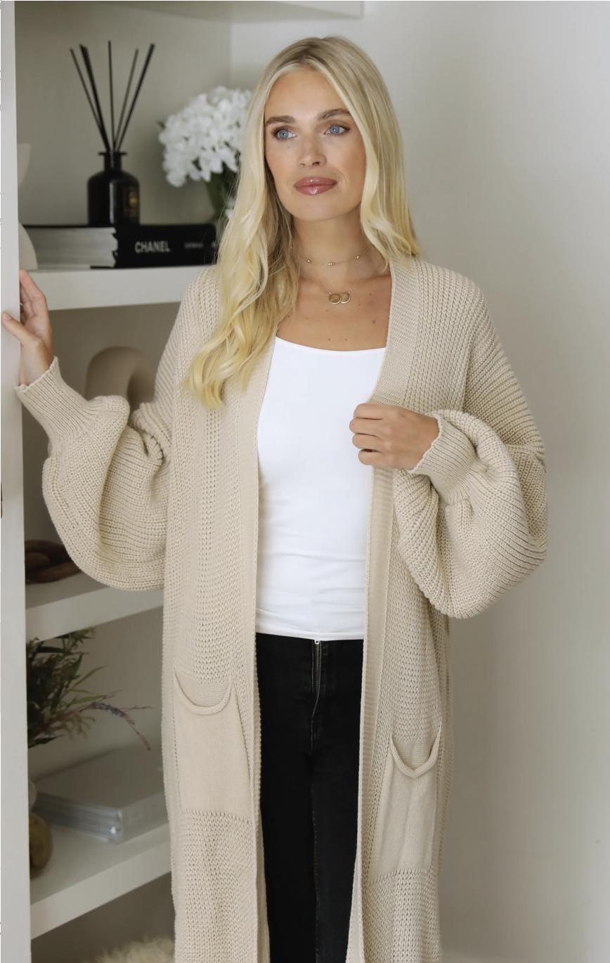 Oversized Fuzzy Balloon Sleeve Cardigan main image 1
