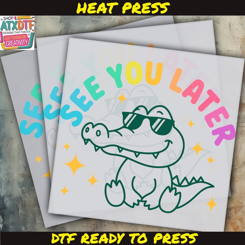 a pair of greeting cards with a drawing of a crocodile wearing sunglasses