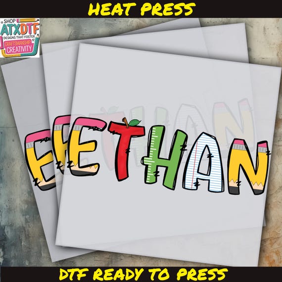 Custom Back To School Dtf, Custom Name Dtf,First Day Of School Ready to Press DTF Transfer, Iron on Decal, Direct to Film TransferRoo