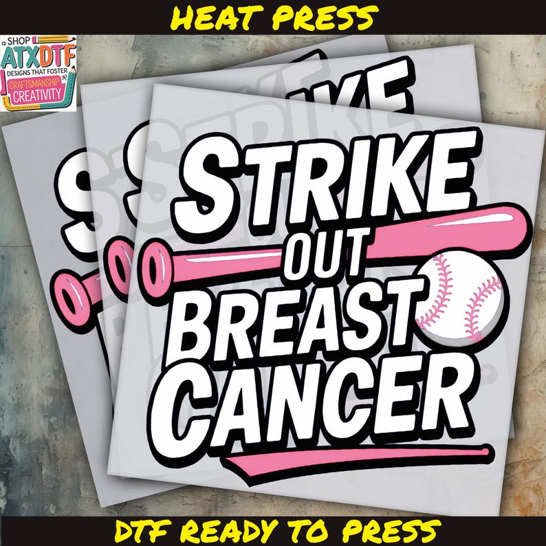 a pair of stickers that say strike out breast cancer