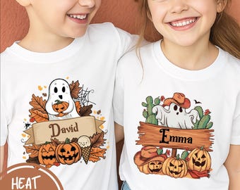 Nombre personalizado para niños de Halloween (DTF): Transferencia DTF espeluznante, lista para prensar, transferencia de calcomanía termoadhesiva directa a película.
