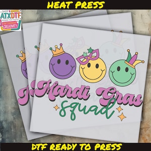 Mardi Gras Squad DTF Transfer, Mardi Gras DTF, Ready to Press DTF Transfer, Iron on Decal, Direct to Film Transfer