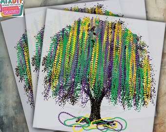 Mardi Gras Tree DTF, Mardi Gras DTF, Ready to Press DTF Transfer, Iron on Decal, Direct to Film Transfer
