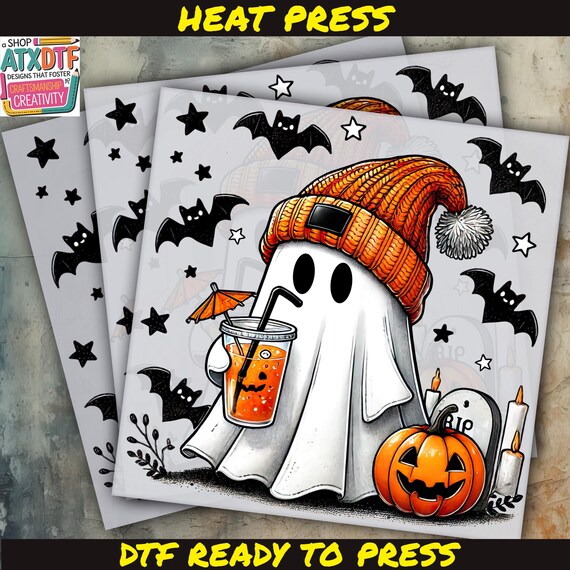 Hallowen Dtf, Boo Dtf, Halloween Coffee Dtf, Ready to Press DTF Transfer, Iron on Decal, Direct to Film TransferRoo