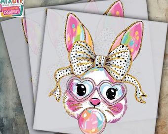 Easter Bunny DTF, Easter Rabbit DTF Transfer, Ready to Press DTF Transfer, Iron on Decal, Direct to Film Transfer