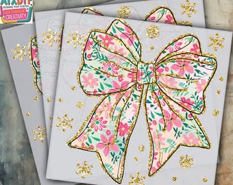Christmas Bow DTF Transfer, Christmas Couqette DTF, Ready to Press DTF Transfer, Iron on Decal, Direct to Film Transfer