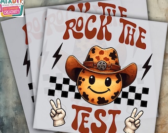 Rock The Test Dtf, Test Day DTF Transfer, Ready to Press DTF Transfer, Iron on Decal, Direct to Film Transfer