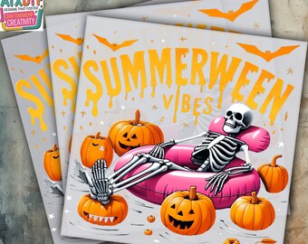 Summerween Vibes Dtf, Spooky Summer Dtf, Halloween Dtf, Ready to Press DTF Transfer, Iron on Decal, Direct to Film TransferRoo