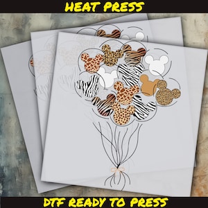 A collage of three images featuring a bunch of balloons with various animal designs, including leopards, zebras, and Mickey Mouse.