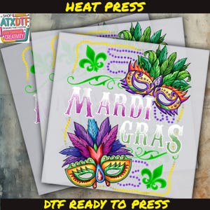 Mardi Gras DTF Transfer, Mardi Gras DTF, Iron on Decal, Ready to Press DTF Transfer, Direct to Film Transfer