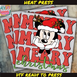 Mickey Merry Christmas DTF Transfer, Christmas Disney DTF, Ready to Press DTF Transfer, Iron on Decal, Direct to Film Transfer