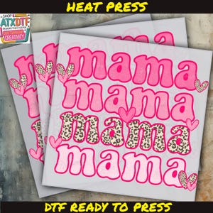Pink Mama DTF Transfer, Mother&#39;s Day DTF, Ready to Press DTF Transfer, Iron on Decal, Direct to Film Transfer