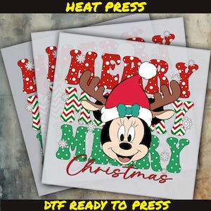 Minnie Christmas Dtf Transfer, Disney Christmas DTF,Merry Christmas Dtf, Ready to Press DTF Transfer, Iron on Decal, Direct to Film Transfer