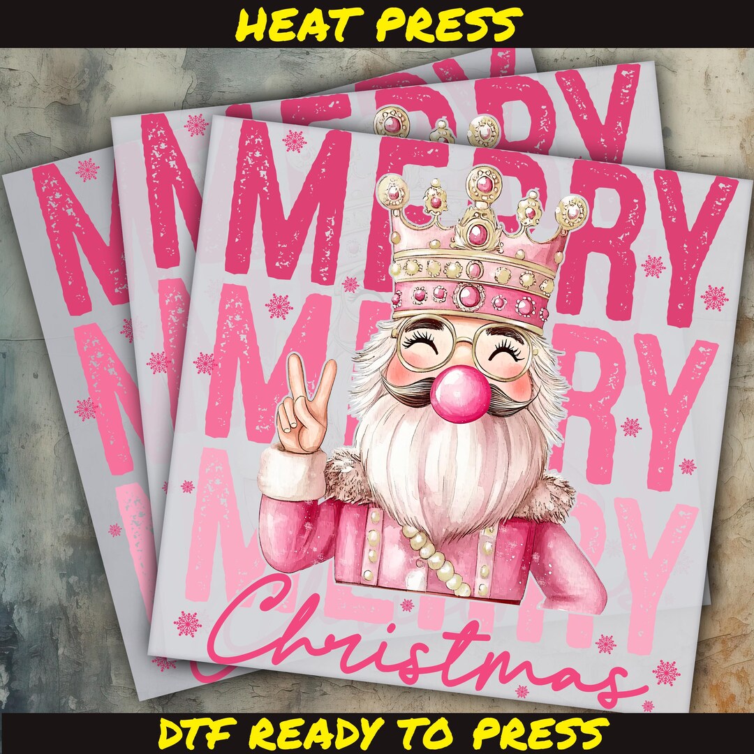 Christmas Nutcracker DTF Transfer, Pink Merry Christmas DTF, Ready to ...