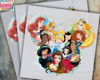 Disney Princess Characters DTF Transfer, Disney DTF, Iron on Decal, Ready to Press DTF Transfer, Direct to Film Transfer