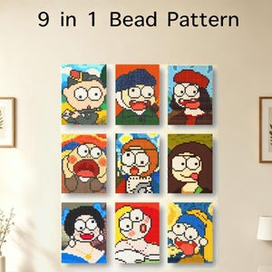 Funny Famous Paintings Perler Bead Pattern Bundle | Meme Art Grid (Digital Download)