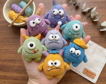 Mini Monster Crochet Pattern | Quirky Amigurumi Monster PDF | Multi Eyed Alien Keychain Tutorial | Cute Pocket Pal Charm Download