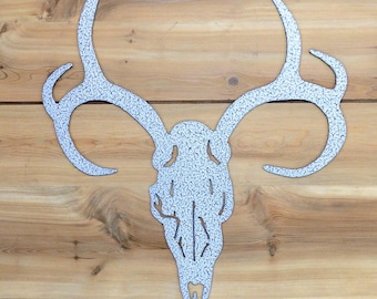 Deer Skull Metal Wall Decor Black/White Vein