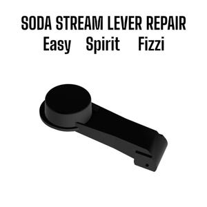 Peut inclure: Pièce de rechange noire pour levier Soda Stream. Le texte sur l'image indique : SODA STREAM LEVER REPAIR, Easy, Spirit, Fizzi.