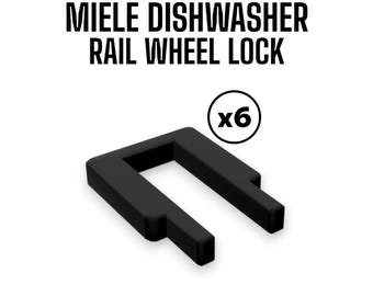Set of 6 wheel locking clips for Miele dishwasher basket rails – replacement part no. 9759810