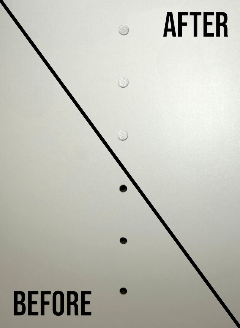 K&ouml;nnte beinhalten: Eine hellgraue Oberfl&auml;che mit den W&ouml;rtern "AFTER" und "BEFORE" in Schwarz. Drei kleine, wei&szlig;e, kreisf&ouml;rmige Objekte befinden sich oberhalb der schwarzen Diagonallinie und drei kleine, schwarze, kreisf&ouml;rmige Objekte darunter.