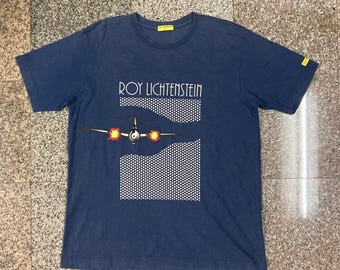 vintage 90s Roy Lichtenstein Flugzeug T-shirt - Pop Art Tee - Größe XL