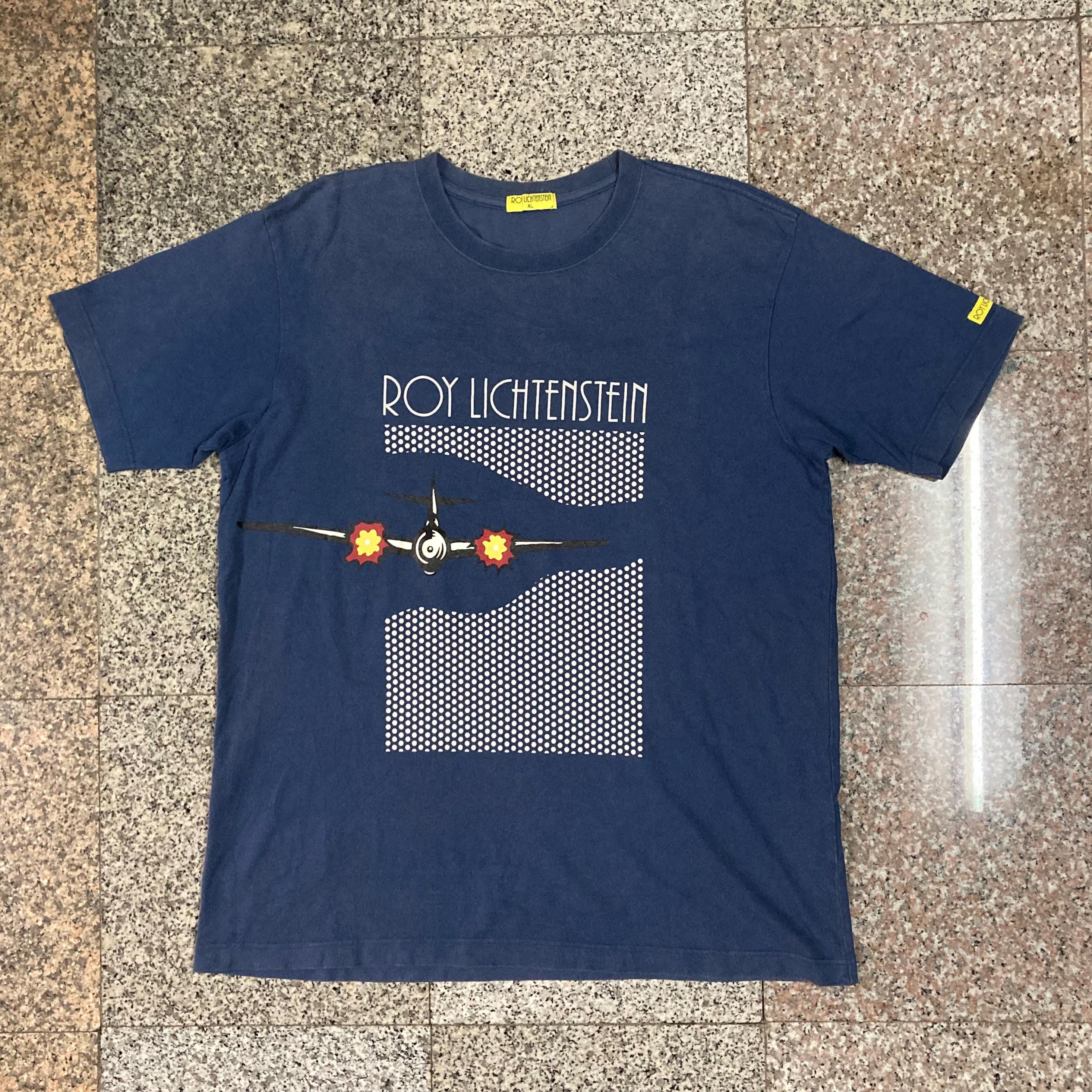 Vintage 90s Roy Lichtenstein Airplane T-shirt - Pop Art Tee - Size
