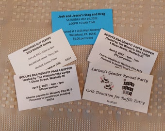Event Tickets 150 White Custom Printed Tickets Events Fundraiser Bachelor Church Events School Events Parties