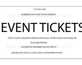 500 RAFFLE TICKETS White Custom Printed Raffle Tickets Events Fundraiser Bachelor Church Events School Events Parties