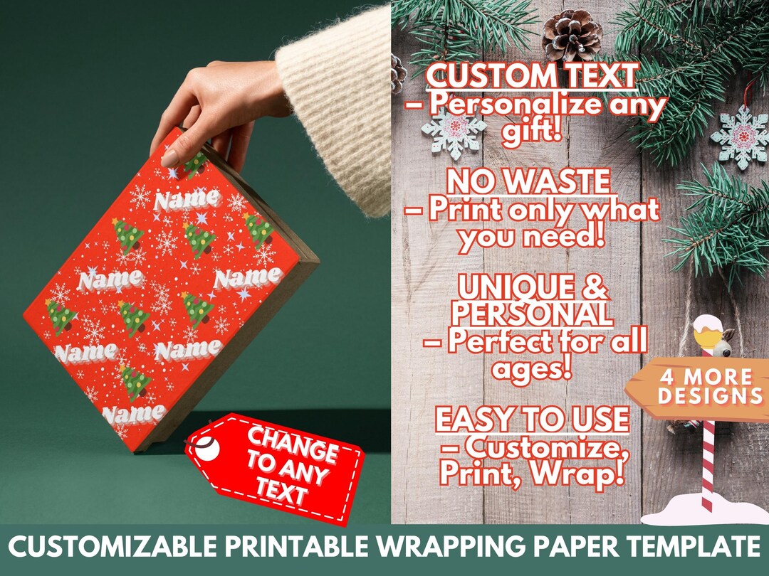 Printable Custom Name Wrapping Paper | DIY Personalized Gift Wrap ...