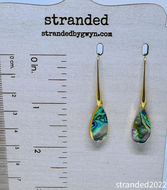 Elongated Abalone Drop Earrings