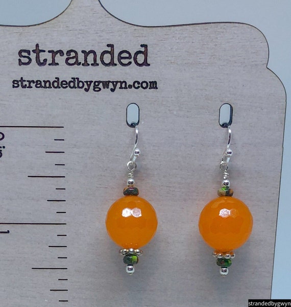 Orange Dyed Jade and Jasper Earrings
