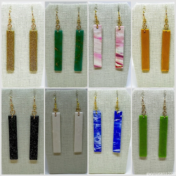 Modern Polymer Clay Stick Earrings (Gold)