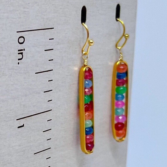 Rainbow Agate Gold Earrings